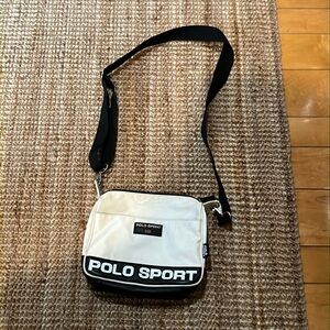 Polo Sport Ralph Lauren crossbody canvas bag in ivory and black.